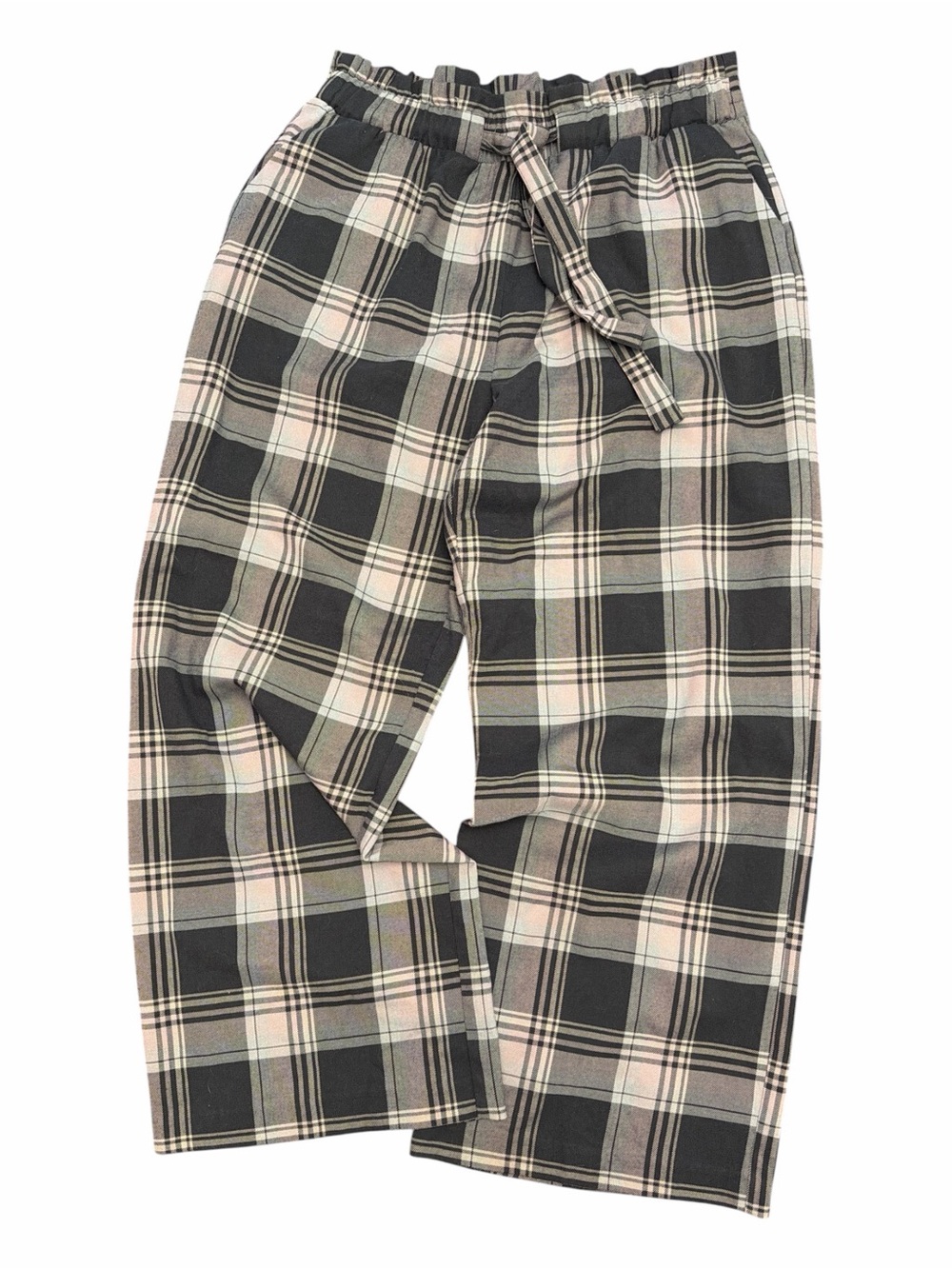 Cato Plaid Wide-Leg Paperbag Waist Pants XL